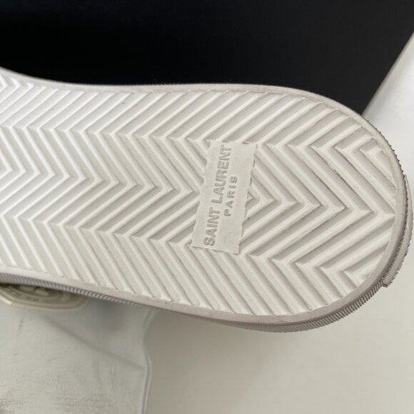 YSL Saint Laurent 561240 White Distressed Men's High Top Sneakers Shoes 46 - Picture 7 of 12